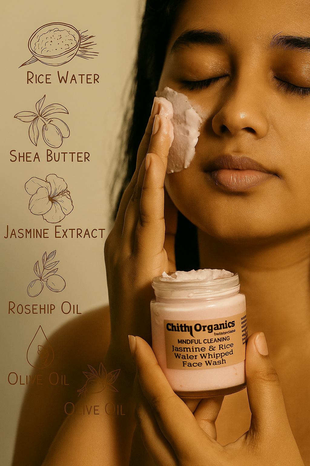 RICE WATER & JASMINE WHIPPED FACE WASH (100 GM)